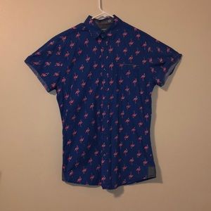 Men’s Flamingo Printed Button Down Shirt
